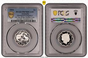 2004 $1 Aboriginal Kangaroo Ag 20 Yrs of the Dollar Coin PR70DCAM