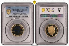 2001 $1 Centenary-Colorized PR69DCAM