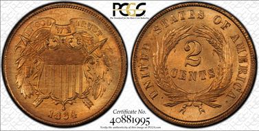 1864 2C Large Motto MS67RD