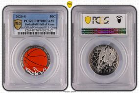 2020-S 50C Basketball Hall of Fame 1st Official Colorized U.S. Coins PR70DCAM