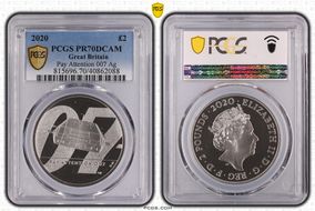 2020 £2 Pay Attention 007 Ag PR70DCAM