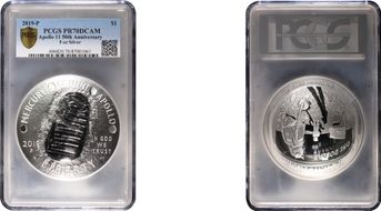 2019-P $1 Apollo 11 50th Anniversary 5oz Silver PR70DCAM