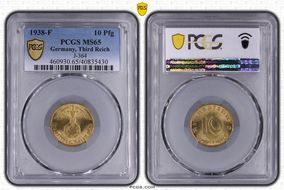 1938-F 10 Pfg J-364 MS65