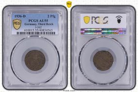 1936-D 2 Pfg J-362 AU55BN