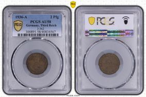 1936-A 2 Pfg J-362 AU58BN