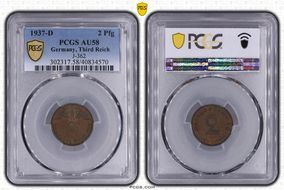 1937-D 2 Pfg J-362 AU58BN