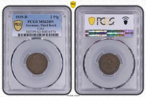 1939-D 2 Pfg J-362 MS62BN