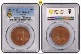 1962 Y. (p) 1D DDO MS64BN