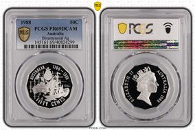 1988 50C Bicentennial Ag PR69DCAM