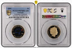 2001 $1 Centenary-Colorized PR70DCAM