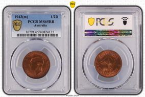 1943(m) 1/2D MS65RB
