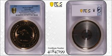 1991 Medal "$10K" Nugget Replica Red Kangaroo Gilt Base Metal MS65