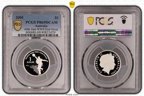 2005 $1 End of WWII - Dancing Man Ag PR69DCAM