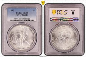 1986 $1 Silver Eagle MS70