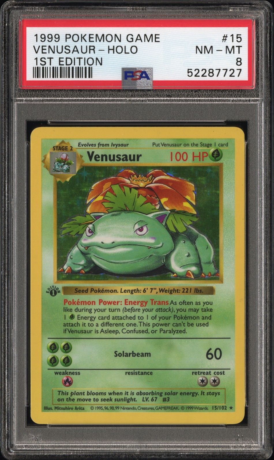 1999 Pokemon POKEMON GAME 1ST EDITION #15 Venusaur-Holo front