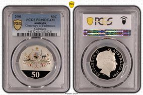 2001 50C Centenary of Federation Colorized PR69DCAM