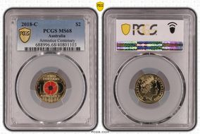 2018-C $2 Armistice Centenary Colorized MS68