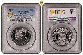 2019 50C Dodecagon 50C 50th Ann. I. Rank Broadley Effigy MS68