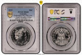 2019 50C Dodecagon 50C 50th Ann. I. Rank Broadley Effigy MS68