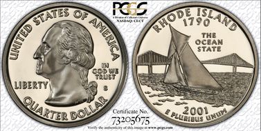 2001-S 25C Rhode Island PR70DCAM