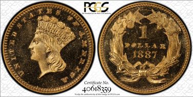 1887 G$1 PR66+ DCAM