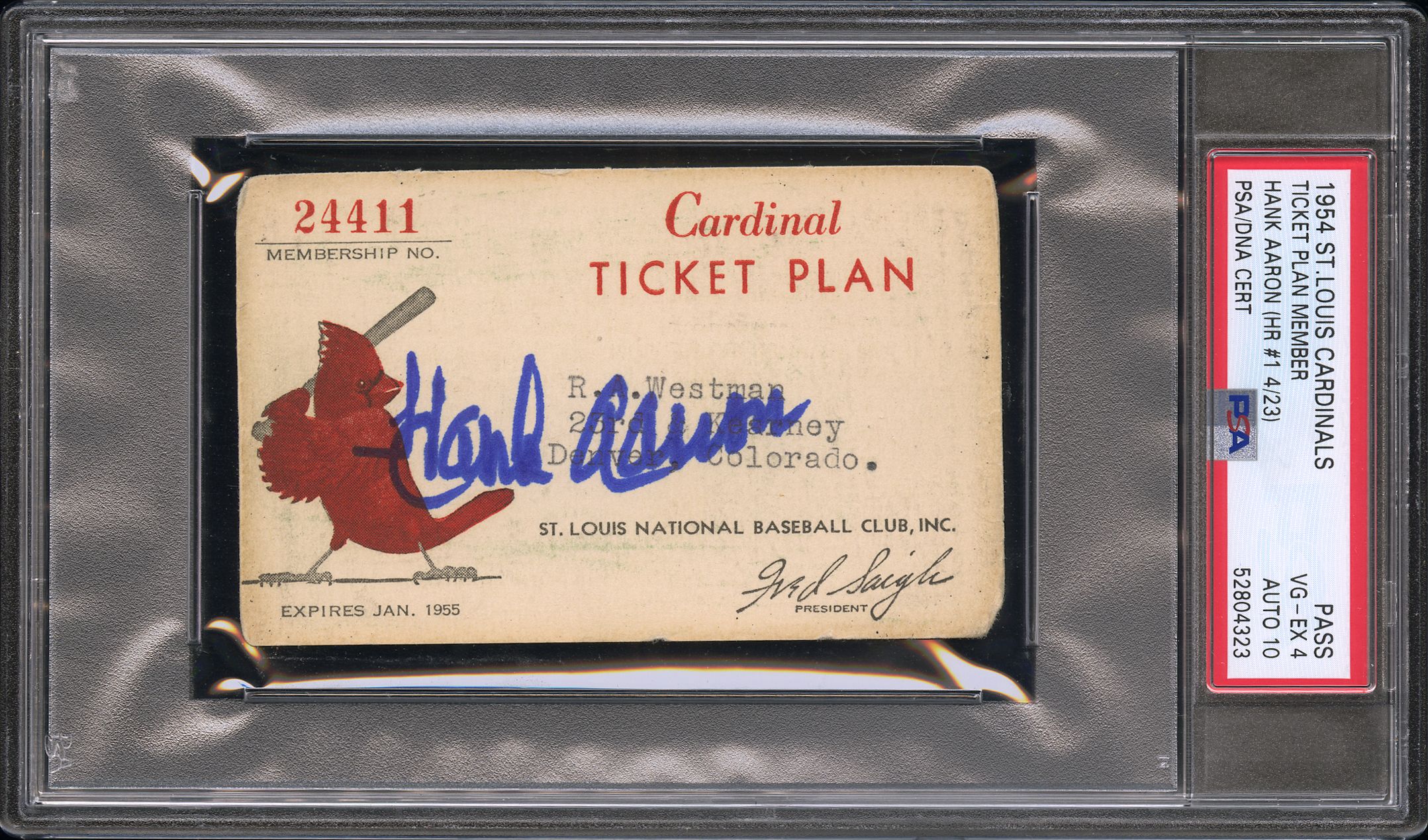 Hank Aaron Atlanta Braves Fanatics Authentic Autographed Home Run 715 Mega  Ticket