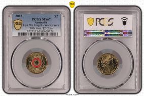 2018 $2 Lest We Forget - War Graves 30th Ann. $2 Coin Colorized MS67