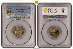 2018 $2 Remembrance Day Rosemary 30th Ann. $2 Coin Colorized MS68