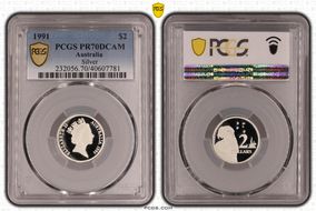 1991 $2 Silver PR70DCAM