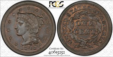 1848 1C Newcomb 1 AU58+ BN