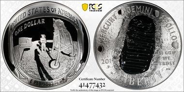 2019-P $1 Apollo 11 50th Anniversary 5 oz Silver Astronauts Memorial Foundation PR70DCAM