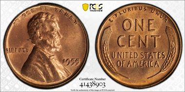 1955 1C Doubled Die Obverse MS64+ RD