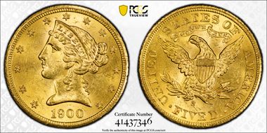 1900-S $5 MS64