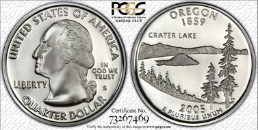 2005-S 25C Oregon Silver PR70DCAM