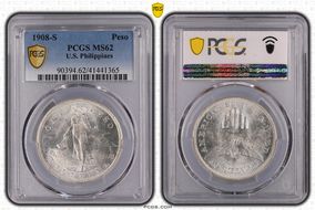 1908-S Peso KM-172  Ag MS62