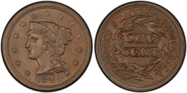 1849 1C Newcomb 4 MS62BN