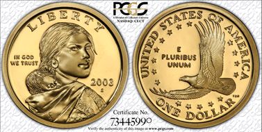 2003-S SAC$1 PR70DCAM