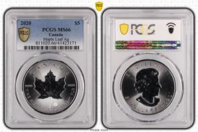 2020 $5 Maple Leaf 1oz Ag MS66