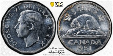 1951 5C Low Relief AU58