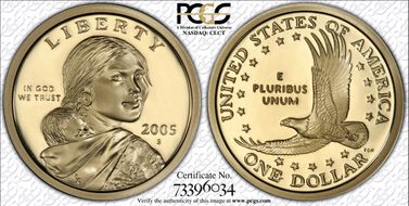 2005-S SAC$1 PR70DCAM