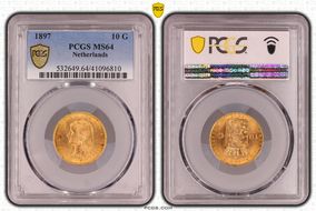 1897 10 G Toothed Border KM-118  Au MS64