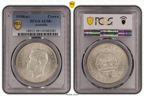 1938 Crown KM-34  Ag AU58+