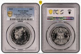 2019 50C Dodecagon 50C 50th Ann. I. Rank Broadley Effigy MS68