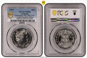 2019 50C Dodecagon 50C 50th Ann. I. Rank Broadley Effigy MS68