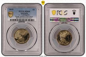 2019 $1 L - Lamington Great Aussie Coin Hunt MS64