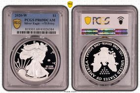 2020-W  $1 Silver Eagle - v75 Privy PR69DCAM