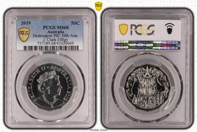 2019 50C Dodecagon 50C 50th Ann. J. Clark Effigy MS68