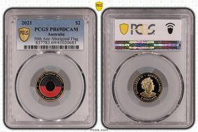 2021 $2 50th Ann Aboriginal Flag Colorized PR69DCAM
