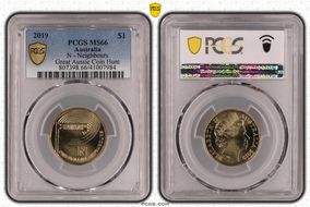 2019 $1 N- Neighbours Great Aussie Coin Hunt MS66