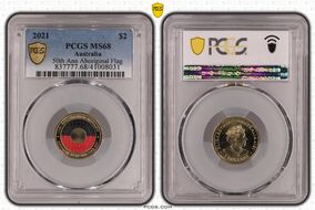 2021 $2 50th Ann Aboriginal Flag Colorized MS68